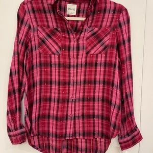 Mudd girls holiday button down flannel